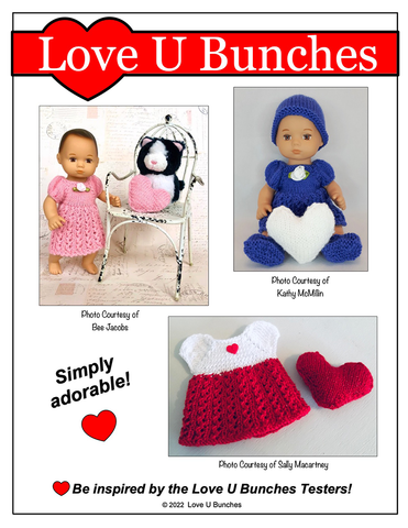 Love U Bunches 8" Baby Dolls Victoria Gets a Valentine! 8" Baby Doll Knitting Pattern larougetdelisle