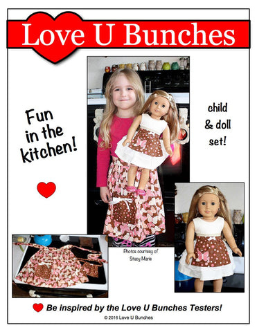 Love U Bunches 18 Inch Historical Retro Apron for Girls and Dolls larougetdelisle
