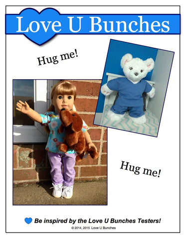 Love U Bunches 18 Inch Modern Scrubs Outfit 18" Doll Clothes Pattern larougetdelisle