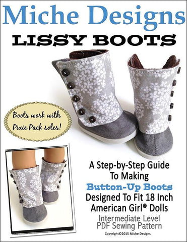 Miche Designs Shoes Lissy Boots 18" Doll Shoe Pattern larougetdelisle
