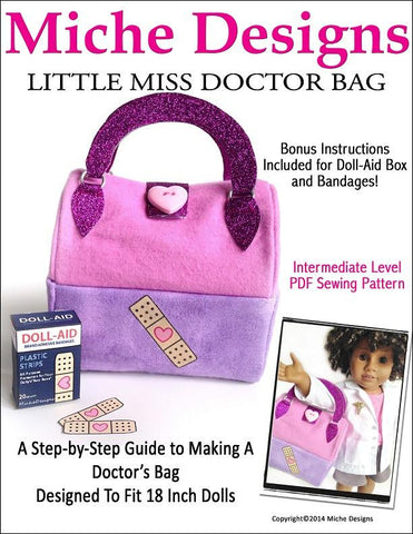 Miche Designs 18 Inch Modern Little Miss Doctor Bag 18" Doll Accessory Pattern larougetdelisle