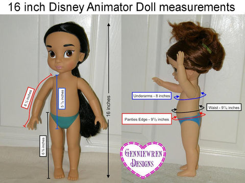 Genniewren Disney Doll Lizzie - Dress, Top and Capri Pants Pattern for Disney Animator Dolls larougetdelisle