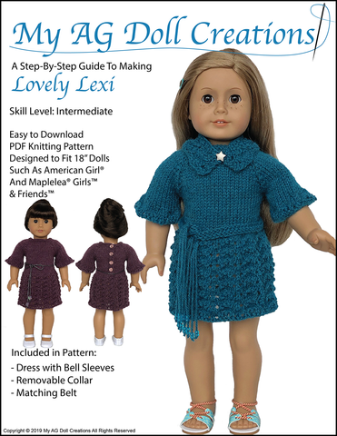 My AG Doll Creations Knitting Lovely Lexi 18" Doll Knitting Pattern larougetdelisle