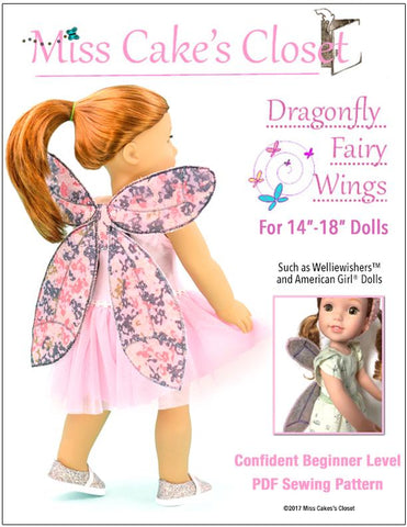 Miss Cake's Closet 18 Inch Modern Dragonfly Fairy Wings 14- 18" Doll Accessory Pattern larougetdelisle