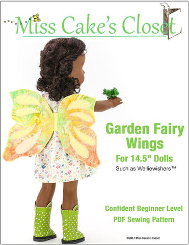 Miss Cake's Closet WellieWishers Garden Fairy Wings 13-14.5" Doll Accessory Pattern larougetdelisle