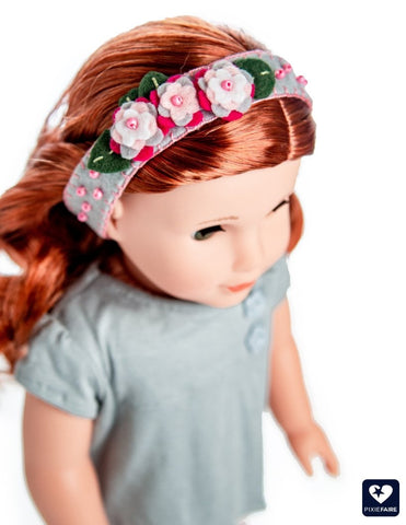 Miss Cake's Closet 18 Inch Modern Felt Flower Headbands 14 to 18 Inch Doll Accessory Pattern larougetdelisle