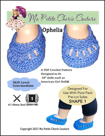 Mon Petite Cherie Couture Crochet Ophelia Shoes 18" Doll Crochet Pattern larougetdelisle