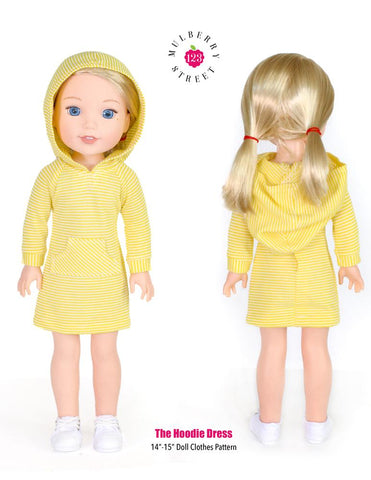123 Mulberry Street WellieWishers Hoodie Dress 14-15" Doll Clothes Pattern larougetdelisle