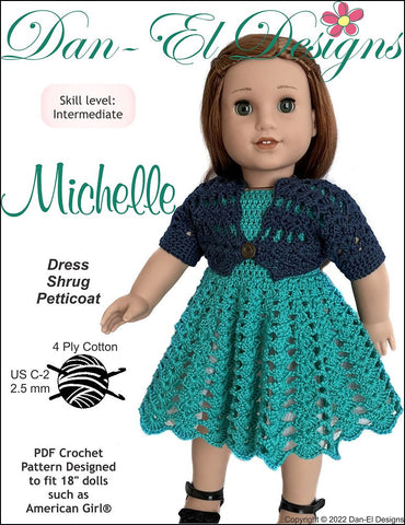 Dan-El Designs Crochet Michelle 18 inch Doll Clothes Crochet Pattern larougetdelisle