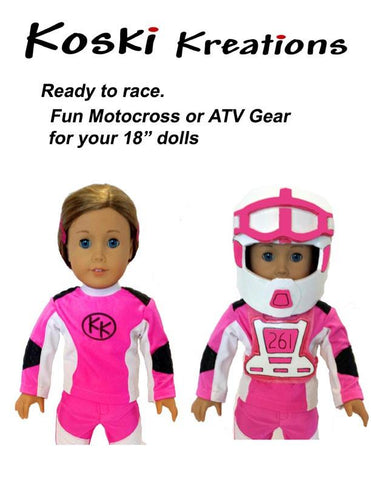Koski Kreations 18 Inch Modern Motocross / ATV Gear 18" Doll Clothes Pattern larougetdelisle