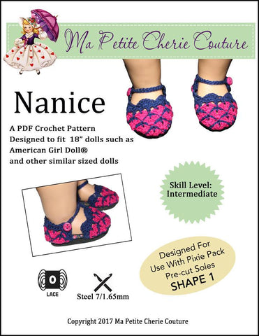 Mon Petite Cherie Couture Crochet Nanice Shoes 18" Doll Crochet Pattern larougetdelisle