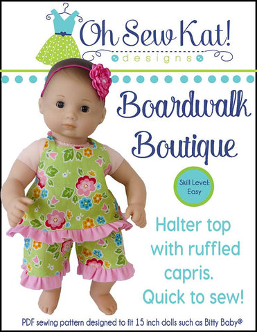 Oh Sew Kat Bitty Baby/Twin Boardwalk Boutique 15" Baby Doll Clothes Pattern larougetdelisle