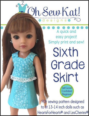 Oh Sew Kat H4H/Les Cheries Sixth Grade Skirt Pattern for Les Cheries and Hearts for Hearts Girls Dolls larougetdelisle