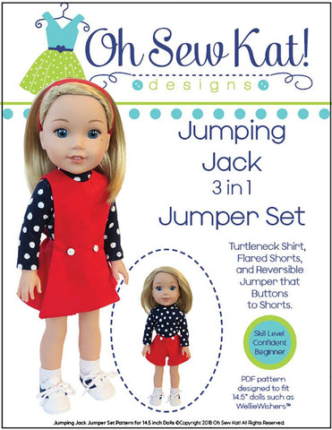 Oh Sew Kat WellieWishers Jumping Jack 14.5" Doll Clothes Pattern larougetdelisle