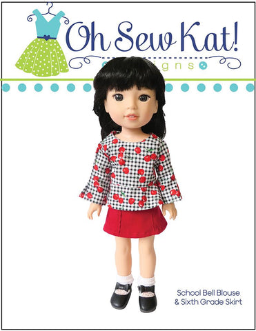 Oh Sew Kat WellieWishers School Bell Blouse 14.5" Doll Clothes Pattern larougetdelisle