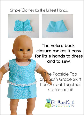 Oh Sew Kat Bitty Baby/Twin Popsicle Top 15" Baby Doll Clothes Pattern larougetdelisle