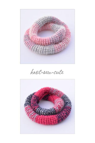 Knot-Sew-Cute Crochet Ombré Infinity Scarf Tunisian Crochet Pattern larougetdelisle
