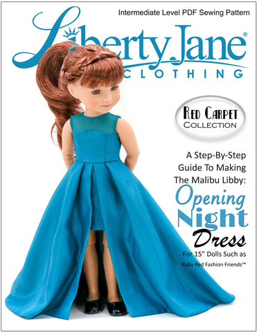 Liberty Jane Opening Night Dress Doll Clothes Pattern For 15" Ruby Red Fashion Friends Dolls larougetdelisle