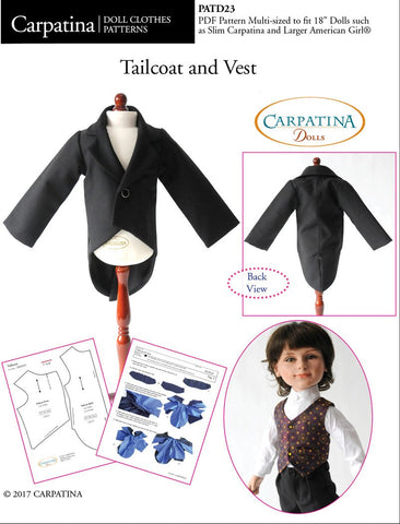 Carpatina Dolls 18 Inch Boy Doll Tailcoat and Vest Multi-sized Pattern for Regular and Slim 18" Boy Dolls larougetdelisle