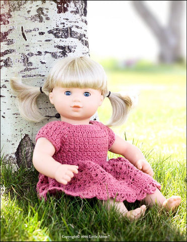Little Abbee Bitty Baby/Twin Spring Petal Dress 15" Baby Doll Crochet Pattern larougetdelisle