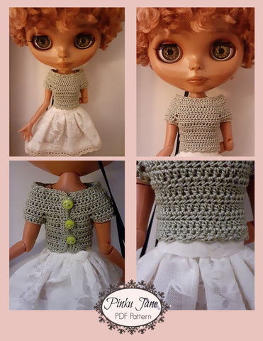 Pinku Jane Blythe/Pullip Dropped Shoulder Top Crochet Pattern For 12" Blythe Dolls larougetdelisle