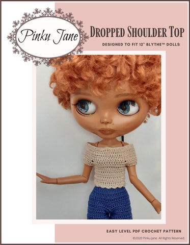 Pinku Jane Blythe/Pullip Dropped Shoulder Top Crochet Pattern For 12" Blythe Dolls larougetdelisle