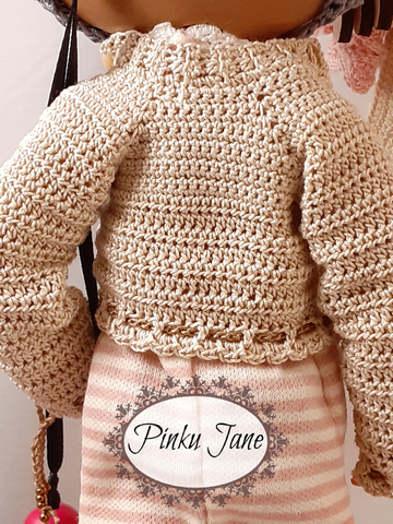 Pinku Jane Blythe/Pullip Lanni Sweater w/ Beaded Ties Crochet Pattern For 12" Blythe Dolls larougetdelisle