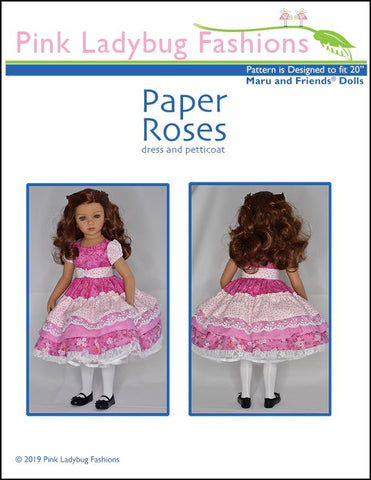 Pink Ladybug Maru and Friends Paper Roses Dress and Petticoat Pattern for Maru and Friends Dolls larougetdelisle