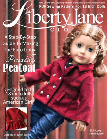 Liberty Jane 18 Inch Modern Piccadilly Peacoat 18" Doll Clothes Pattern larougetdelisle