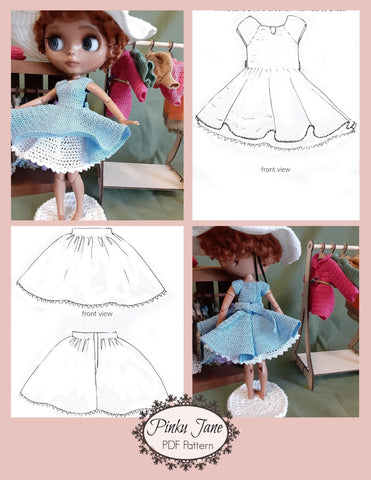 Pinku Jane Blythe/Pullip Miss Audrey Dress and Petticoat Crochet Pattern For 12" Blythe Dolls larougetdelisle