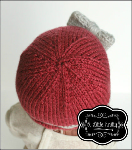 A Little Knitty Knitting Portia Bow Hat Knitting Pattern for Girls and 18 inch Dolls larougetdelisle