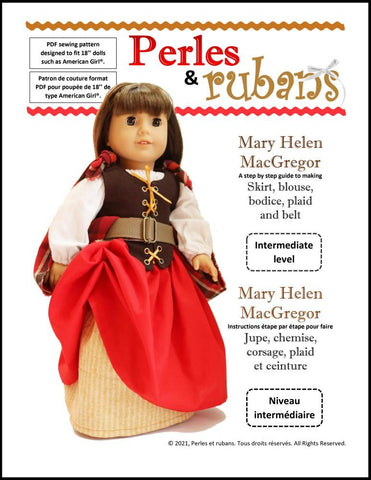 Perles & Rubans 18 Inch Historical Mary Helen MacGregor 18" Doll Clothes Pattern larougetdelisle