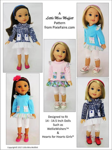 Little Miss Muffett WellieWishers Pretty Cute 14-14.5" Doll Clothes Pattern larougetdelisle