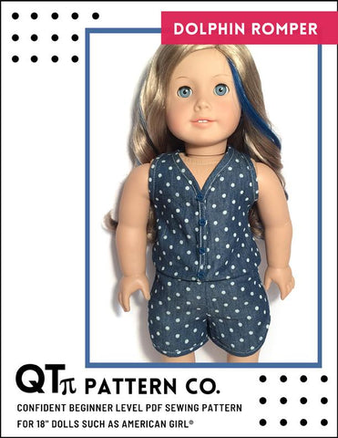 QTπ Pattern Co 18 Inch Modern Dolphin Romper 18" Doll Clothes Pattern larougetdelisle