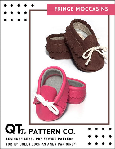 QTπ Pattern Co Shoes Fringe Moccasins 18" Doll Shoes larougetdelisle