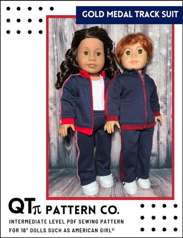 QTπ Pattern Co 18 Inch Modern Gold Medal Track Suit 18" Doll Clothes Pattern larougetdelisle