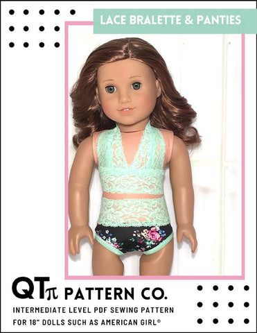 QTπ Pattern Co 18 Inch Modern Oh So Pretty Bralette and Panties 18" Doll Clothes Pattern larougetdelisle