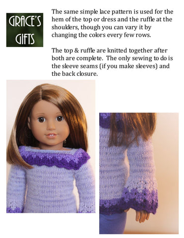 Grace's Gifts Knitting Refined & Ruffled 18" Doll Knitting Pattern larougetdelisle