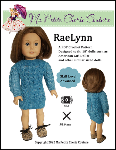 Mon Petite Cherie Couture Crochet RaeLynn Dress 18" Doll Crochet Pattern larougetdelisle