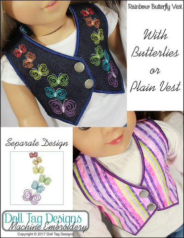 Doll Tag Clothing Machine Embroidery Design Rainbow Butterfly Vest  Machine Embroidery Designs larougetdelisle