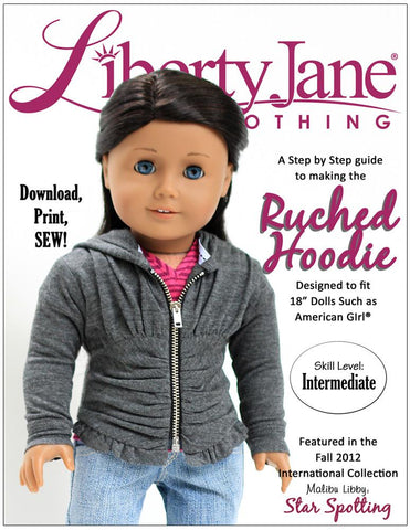 Liberty Jane 18 Inch Modern Ruched Hoodie 18" Doll Clothes Pattern larougetdelisle