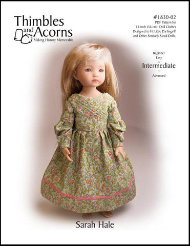 Thimbles and Acorns Little Darling 1830's Sarah Hale Dress Pattern for Little Darling Dolls larougetdelisle