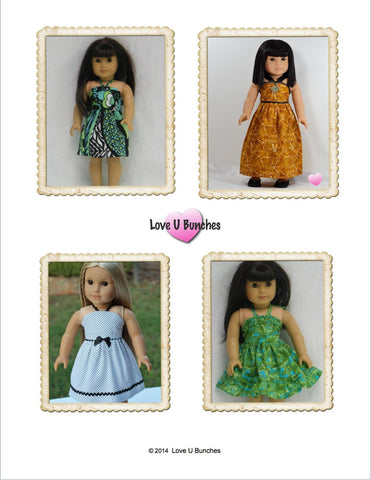 Love U Bunches 18 Inch Modern Simply Summer Sundress Bundle 6" and 18" Doll Clothes Pattern larougetdelisle