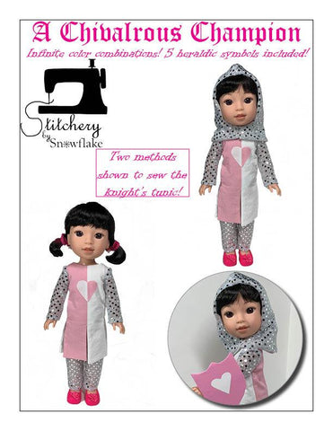 Stitchery By Snowflake WellieWishers A Chivalrous Champion 14.5" Doll Clothes Pattern larougetdelisle