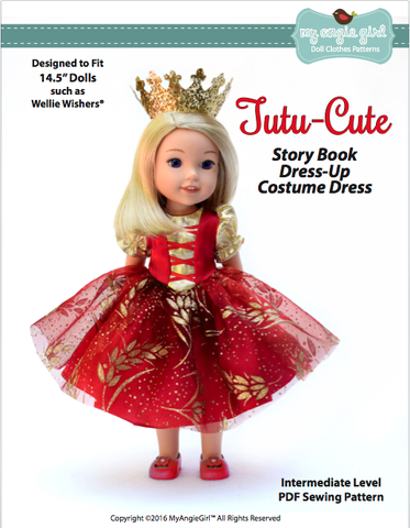 My Angie Girl WellieWishers Tutu Cute Story Book Dress-up Costume Dress 14.5" Doll Clothes Pattern larougetdelisle