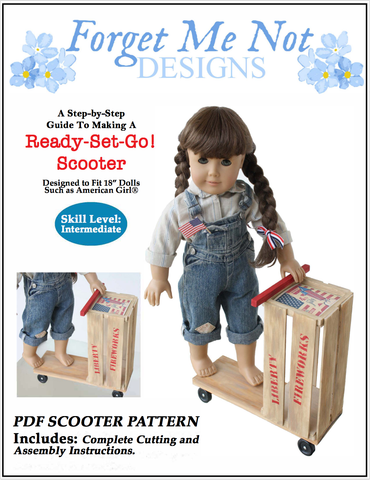 Forget Me Not Designs 18 Inch Historical Ready, Set, Go! Scooter 18" Doll Crafting Pattern larougetdelisle