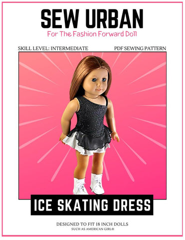 Sew Urban 18 Inch Modern Ice Skating Dress 18" Doll Clothes Pattern larougetdelisle