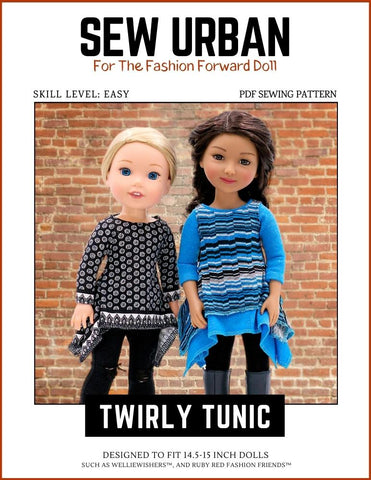 Sew Urban WellieWishers Twirly Tunic 14.5-15" Doll Clothes Pattern larougetdelisle