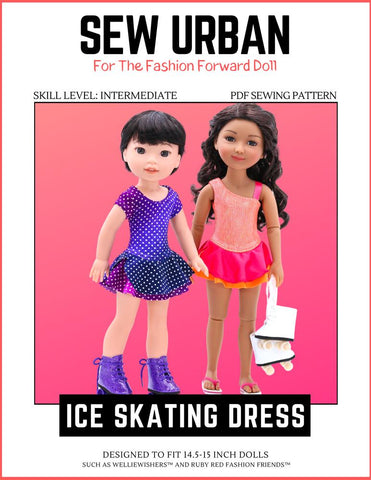 Sew Urban WellieWishers Ice Skating Dress 14.5" -15" Doll Clothes Pattern larougetdelisle