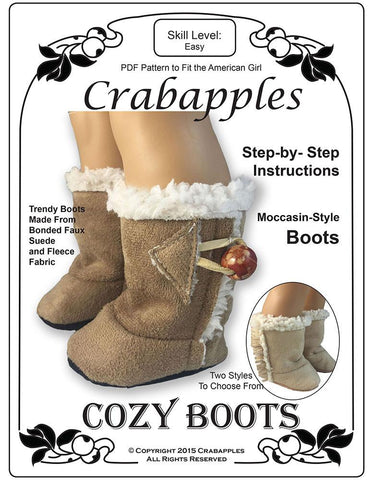 Crabapples Shoes Cozy Boots 18" Doll Shoe Pattern larougetdelisle